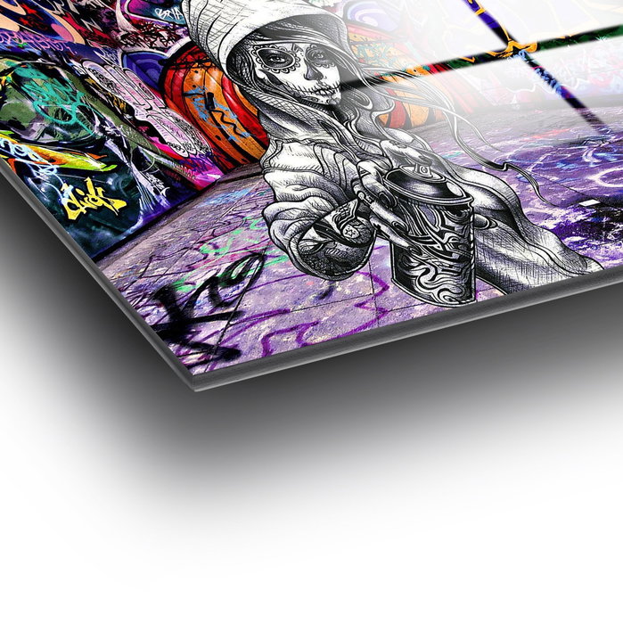 Wallity Pintura en Vidrio Templado Decorativo Multicolor 70 x 100 cm